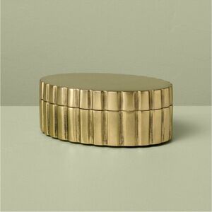 Hearth & Hand Magnolia Fluted Antique Brass Finish Decorative Box Oval